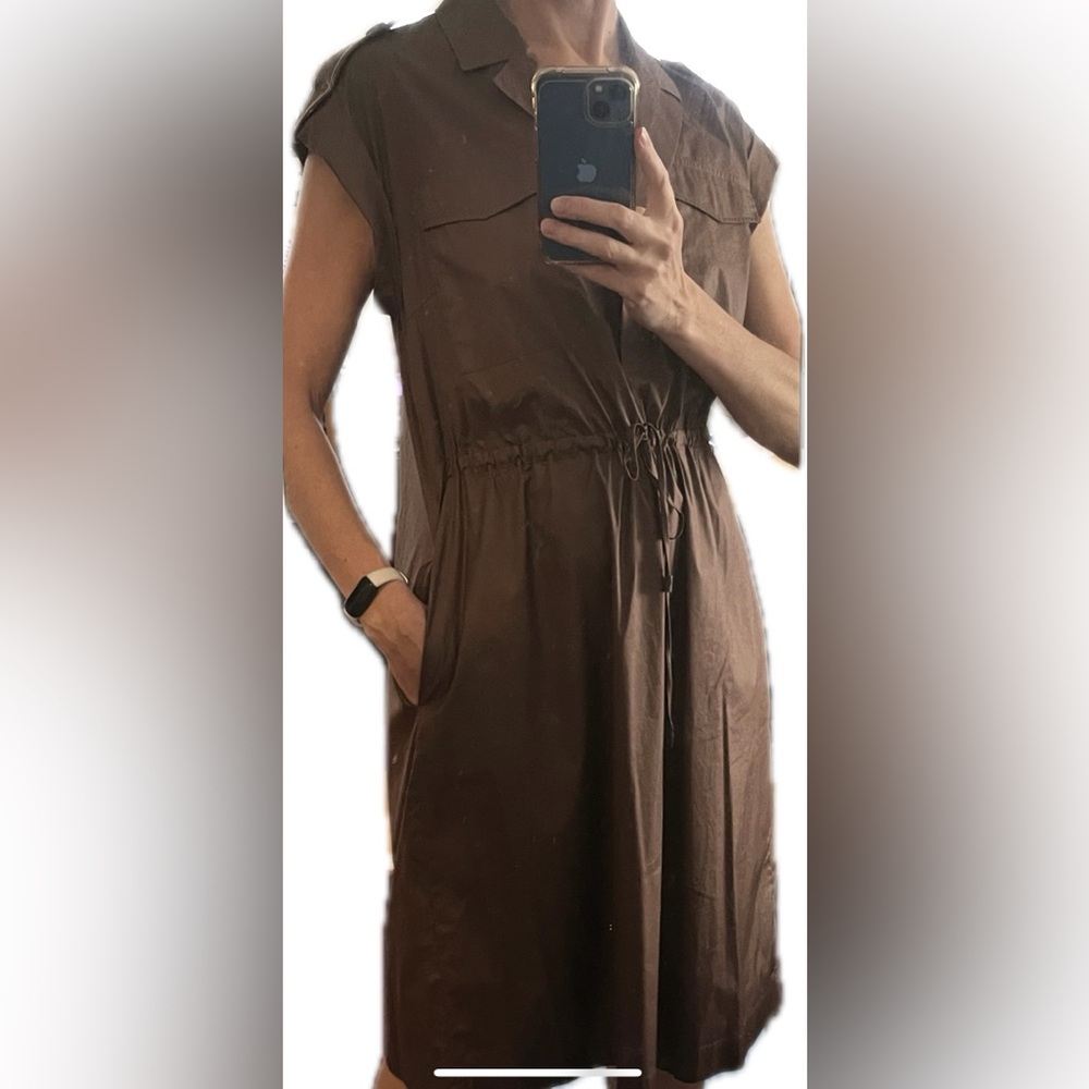 Peserico Chocolate Brown Dress with Waist Tie, size 42 (6)